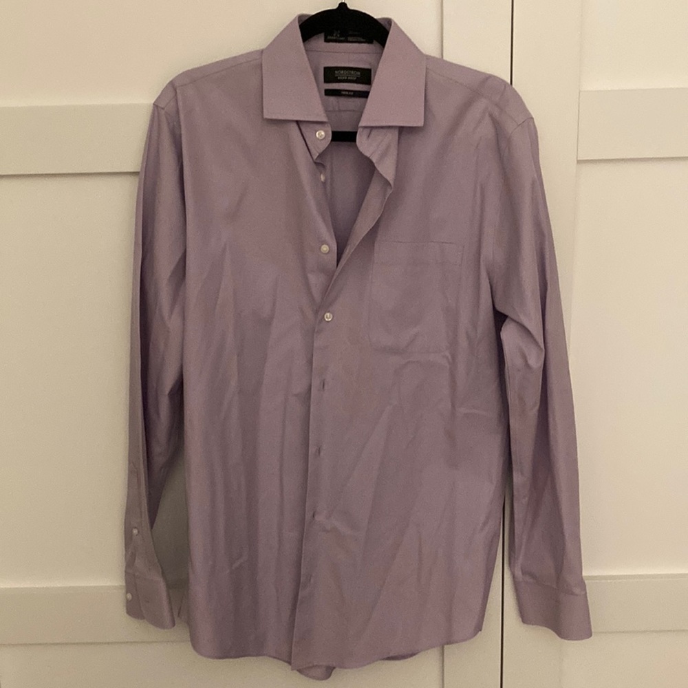 Nordstrom Trim Fit Smartcare Purple Button up - size 15 1/2 34-35